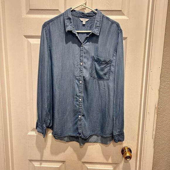 Time & Tru Long Sleeve Shirt Chambray Size 2XL (20) 100%‎ Lyocell Beachy Boho - Picture 1 of 6